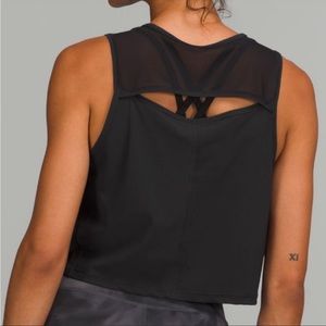 Lululemon Black Cropped Scupt Tank With Cut Out Altered